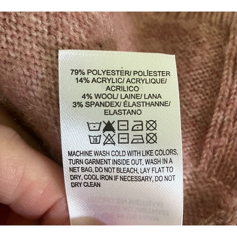 Lucky Brand v-neck fuzzy plush wool blend oversized slouchy sweater in mauve - Picture 6 of 12